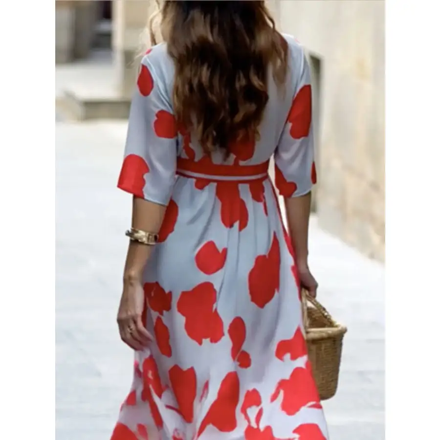 Floral Print Half Sleeve Maxi Dress