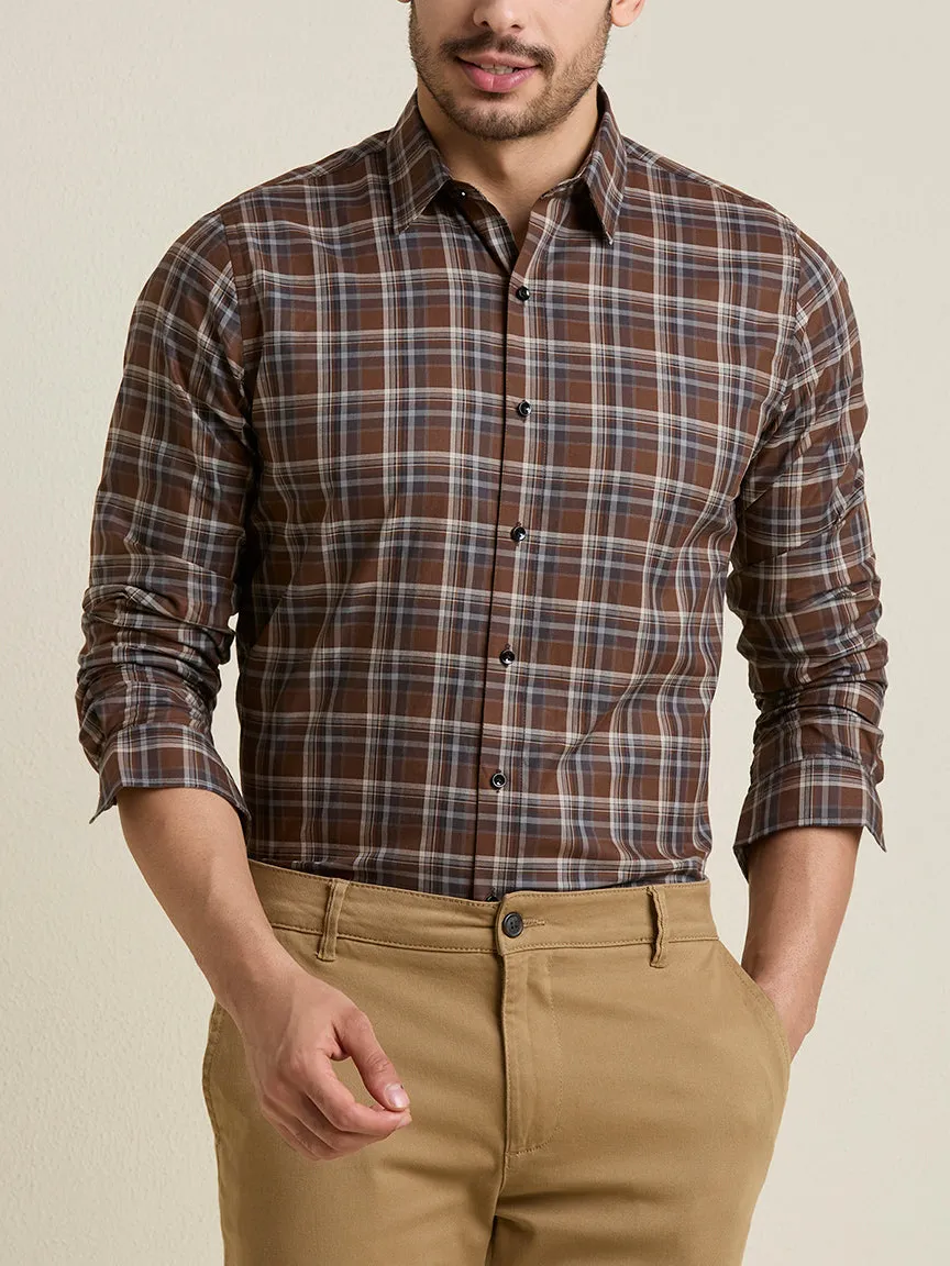 Plaid Slim Fit Tailored Men's Formal Shirt