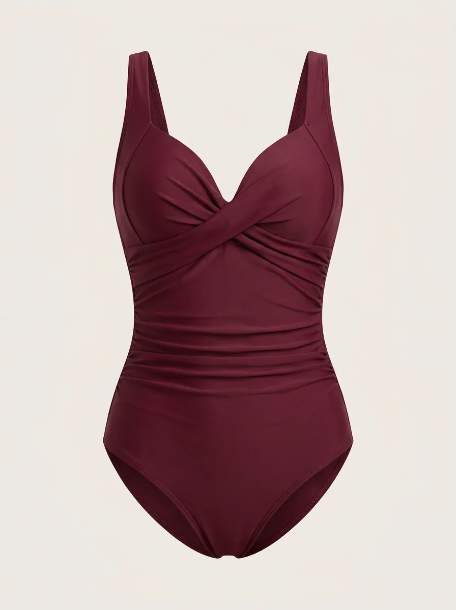 Classic Contour Twist-Front Ruched One-Piece Swimsuit