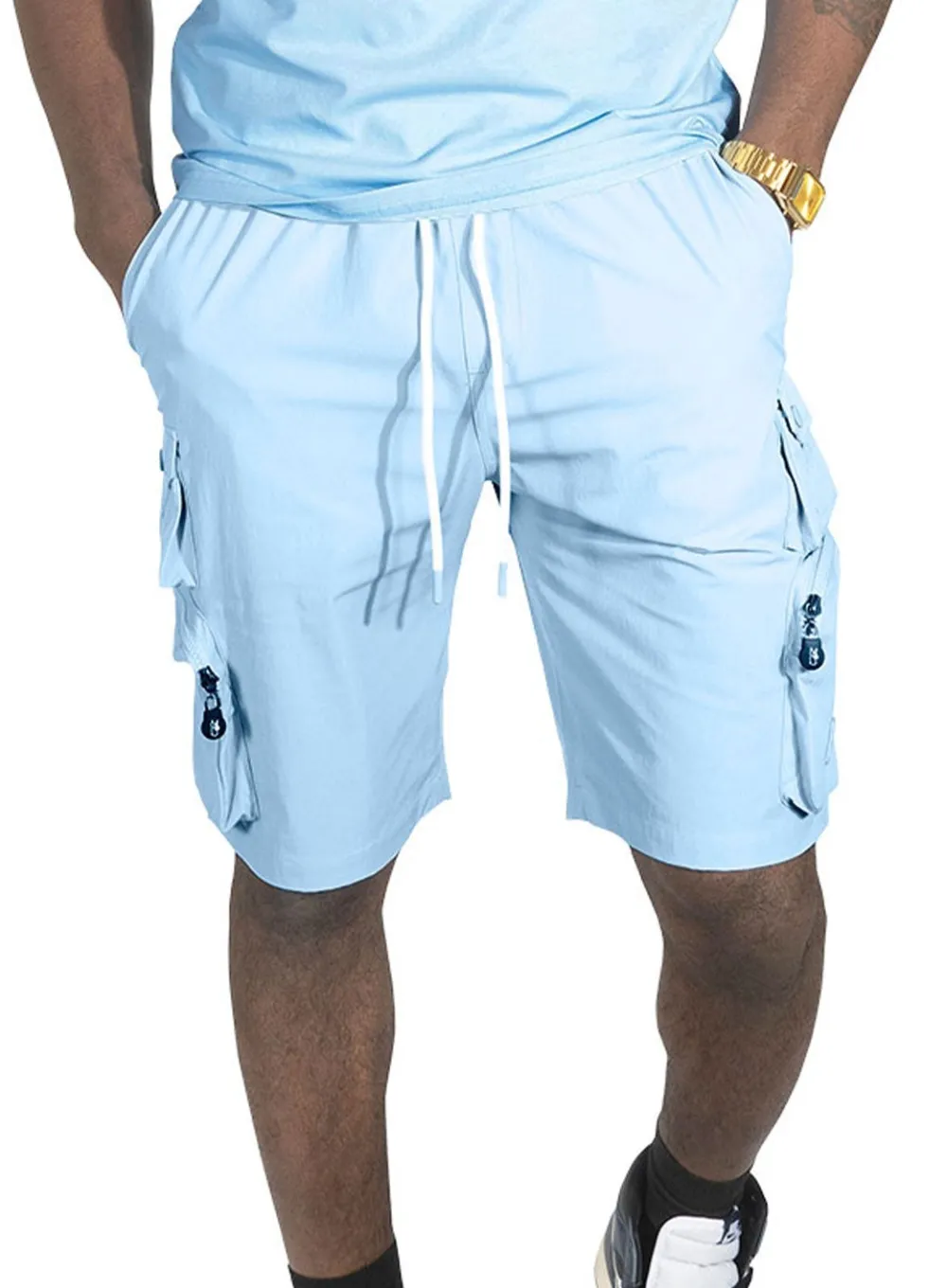 Nylon Spandex Cargo Shorts - Sky