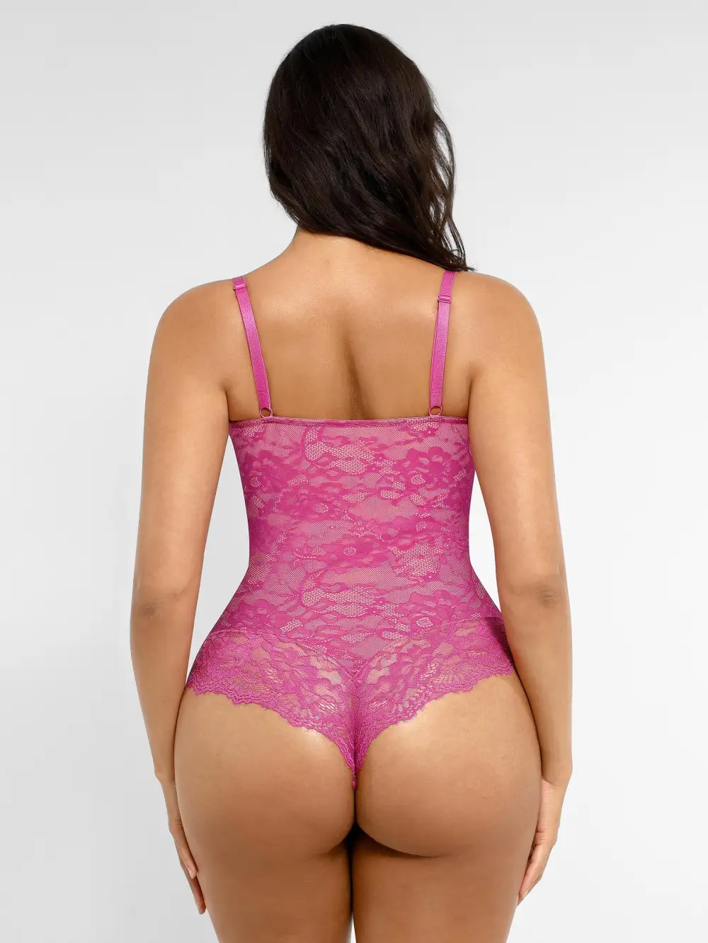 V Neck Lace Trim Shaping Bodysuit