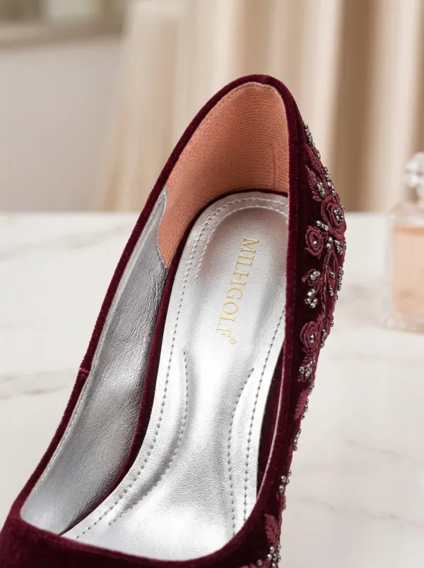 Floral Embroidered Women's Formal High Heels