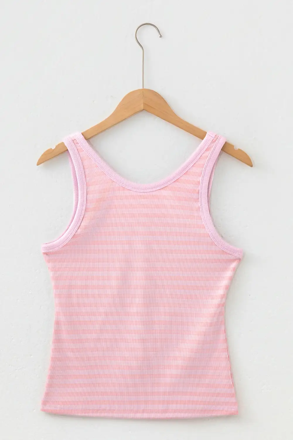 Round-Neck Slim Ribbed-Knit Striped Tank Top