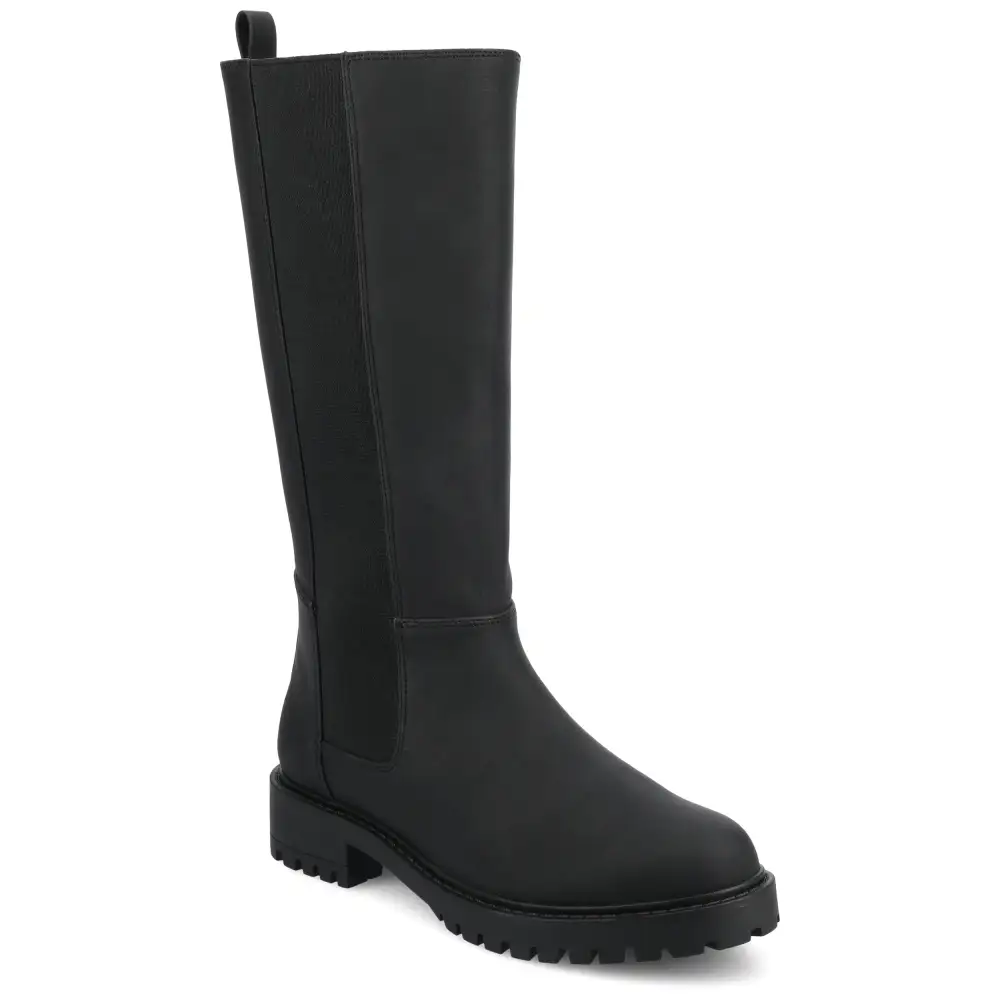 Stretch Shaft Block Heel Riding Boots