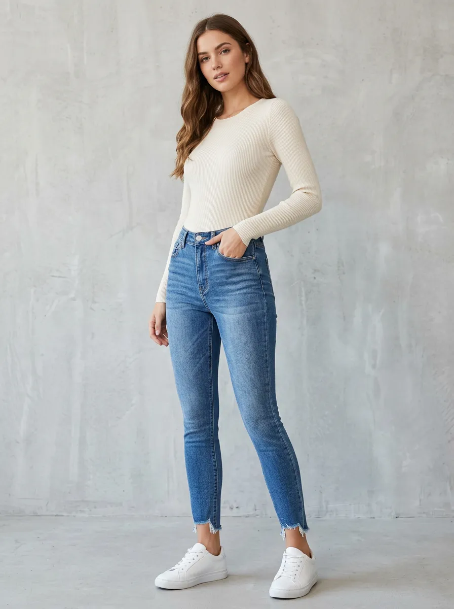 Women's Classic High Rise Skinny Jeans Trousers