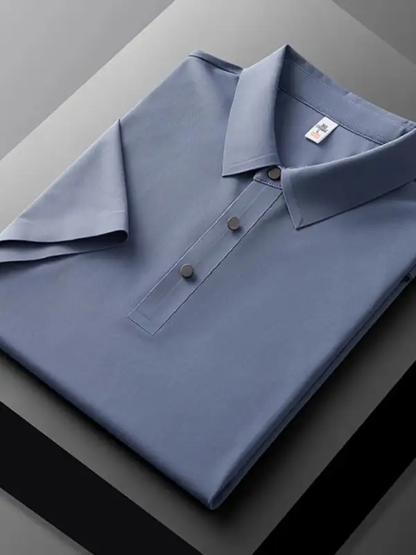 Button Detail Short Sleeve Collared Polo Shirt