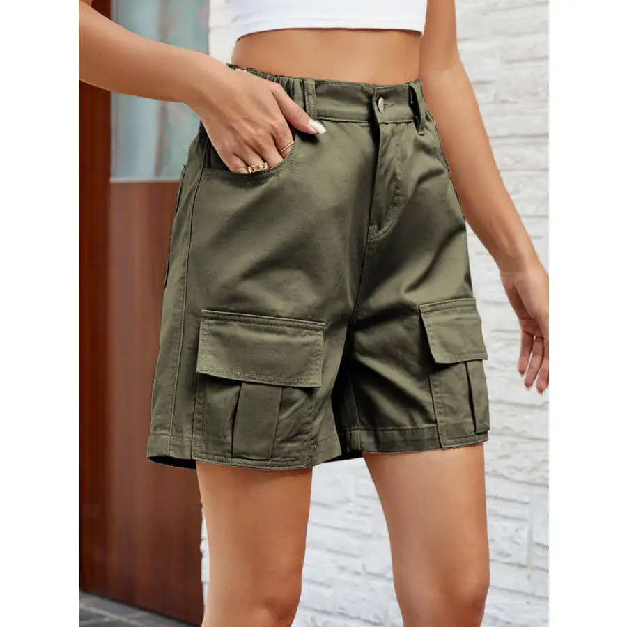 Pocketed High Waist Denim Shorts