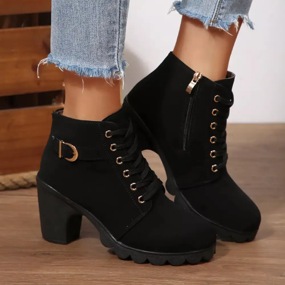 Essential Lace-Up Block Heel Boots