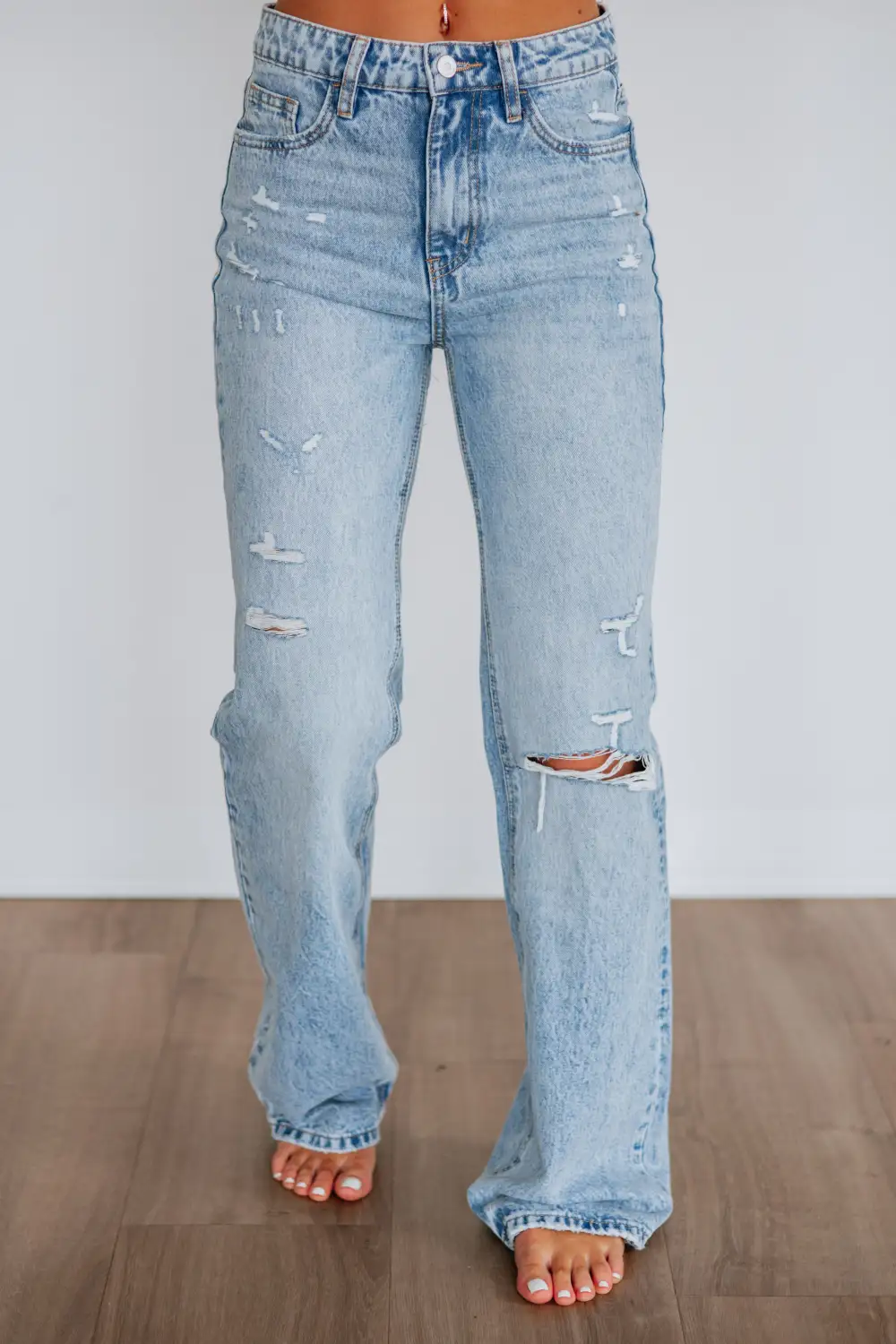 Women's High Rise Wide Leg Frayed Hem Jeans