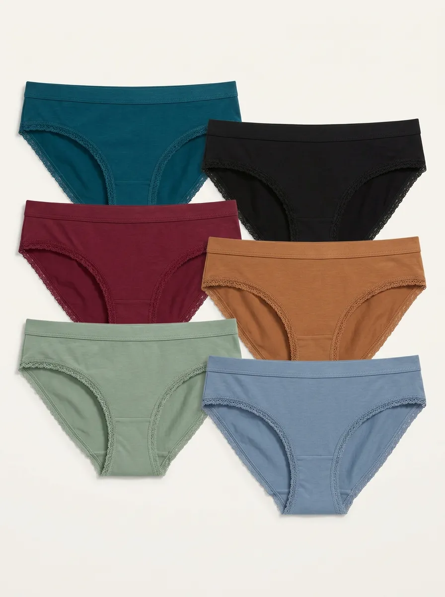 Women's Everyday Lace Trim Bikini Briefs 6-Pack