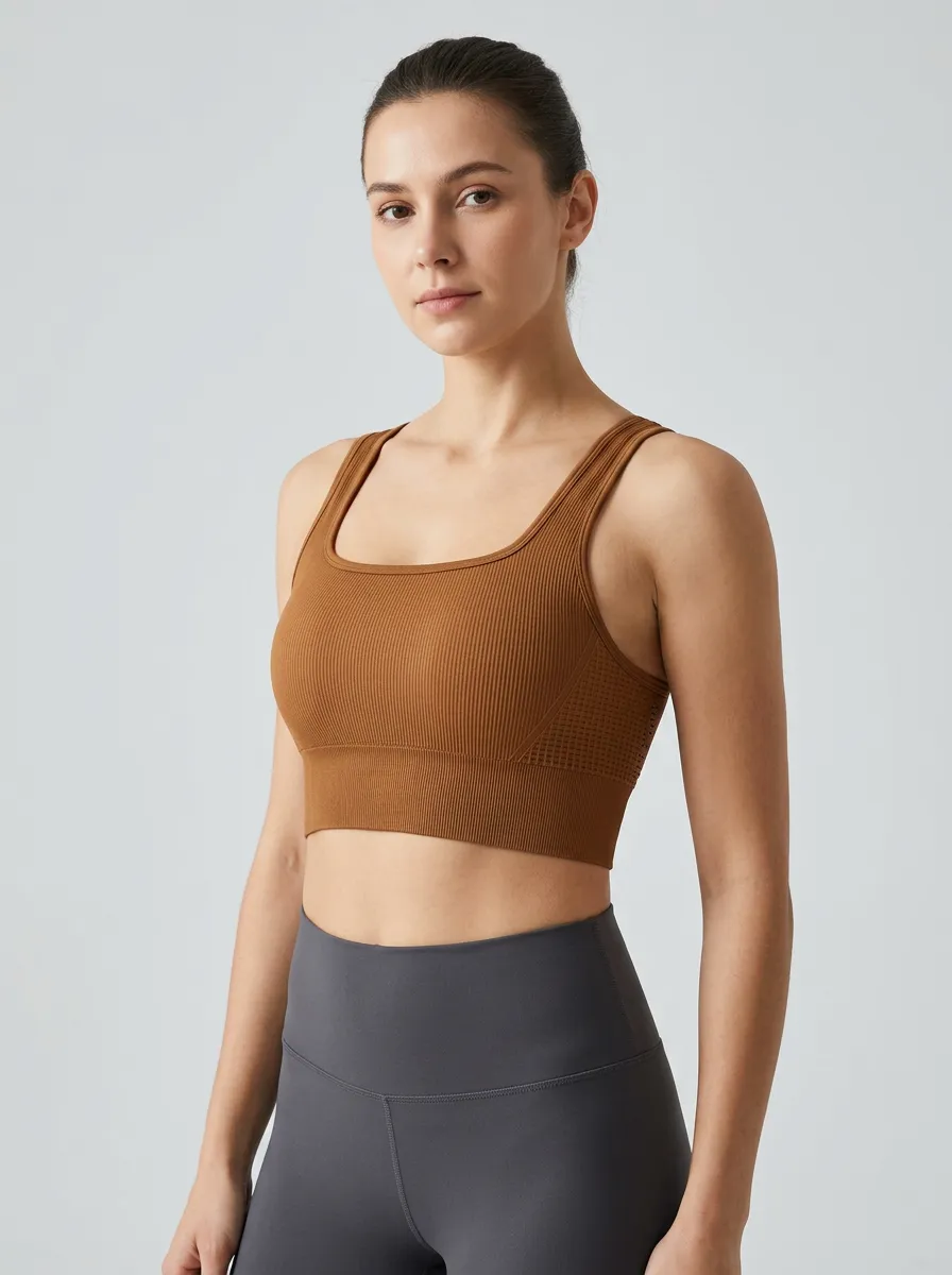 Women's Ribbed Seamless Yoga Tank Style Bra