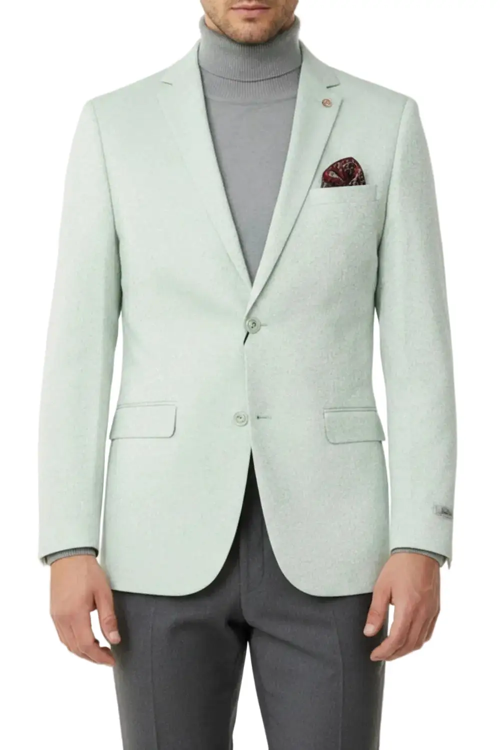 Mint Hybrid Fit Textured Single Breasted Notch Lapel Side Vents Jacket