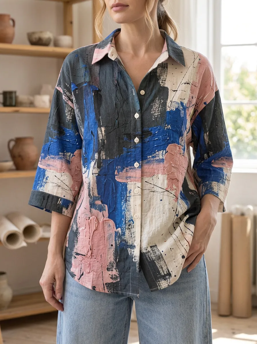 Women's Gallery Abstract Art Brushstroke Shirt