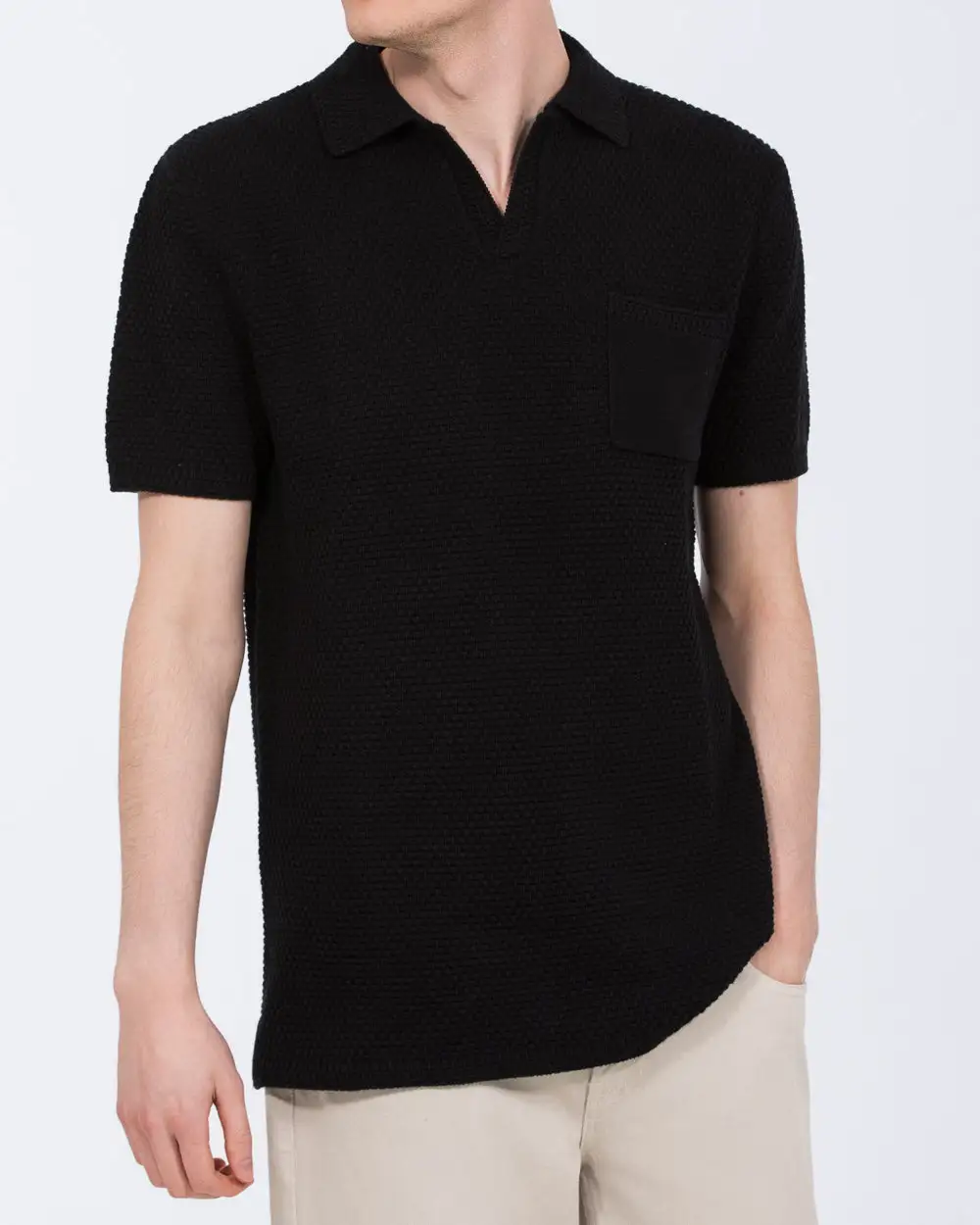 Polished Open Knit Polo Shirt