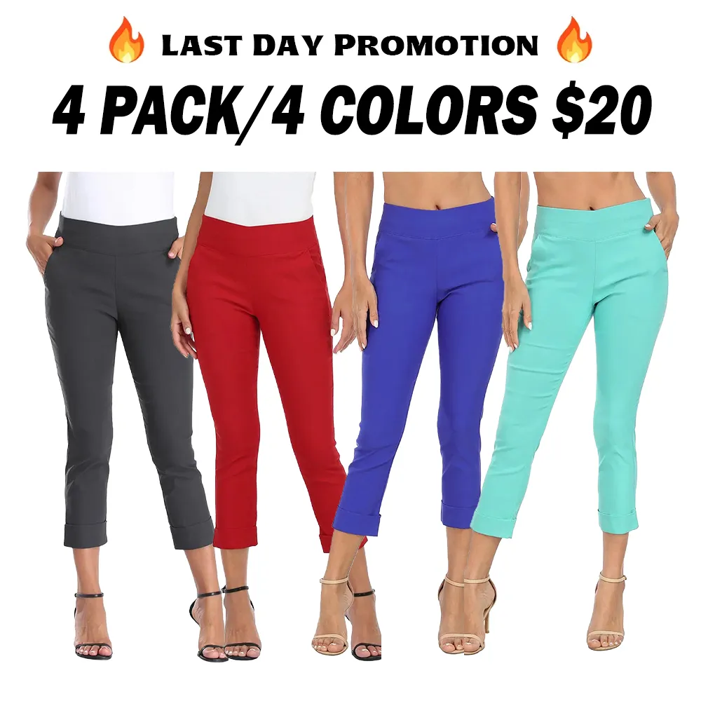 Women's Pull-On Capri Pants Stretch Straight Leg Trouser