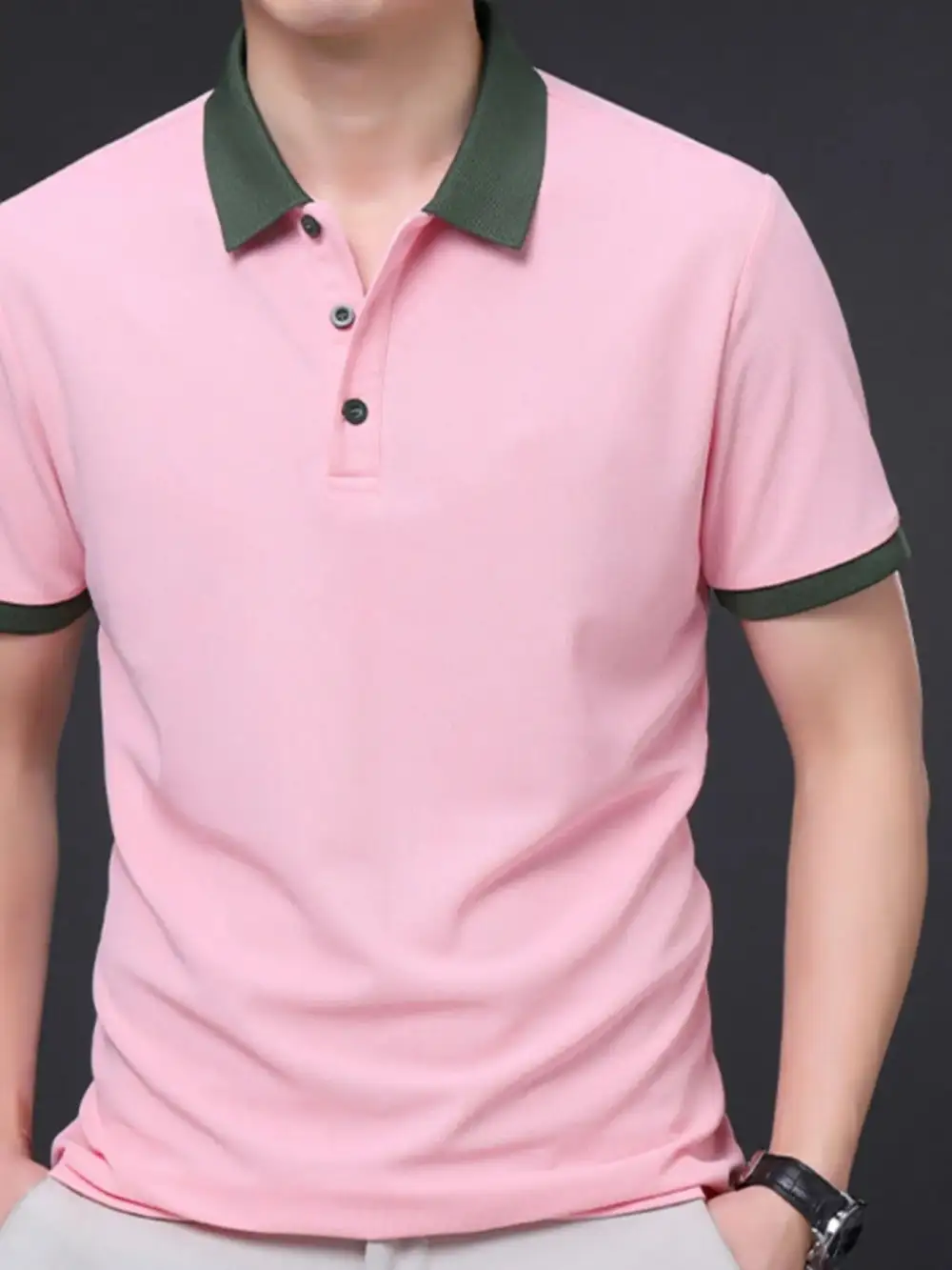 Everyday Contrast Detail Collared Short Sleeve Polo Shirt