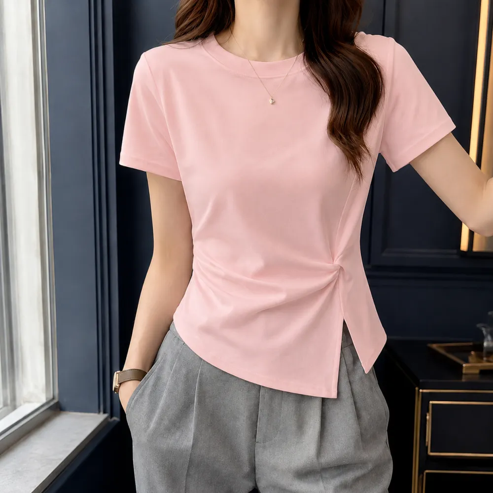 Side-Twist Crew-Neck Top