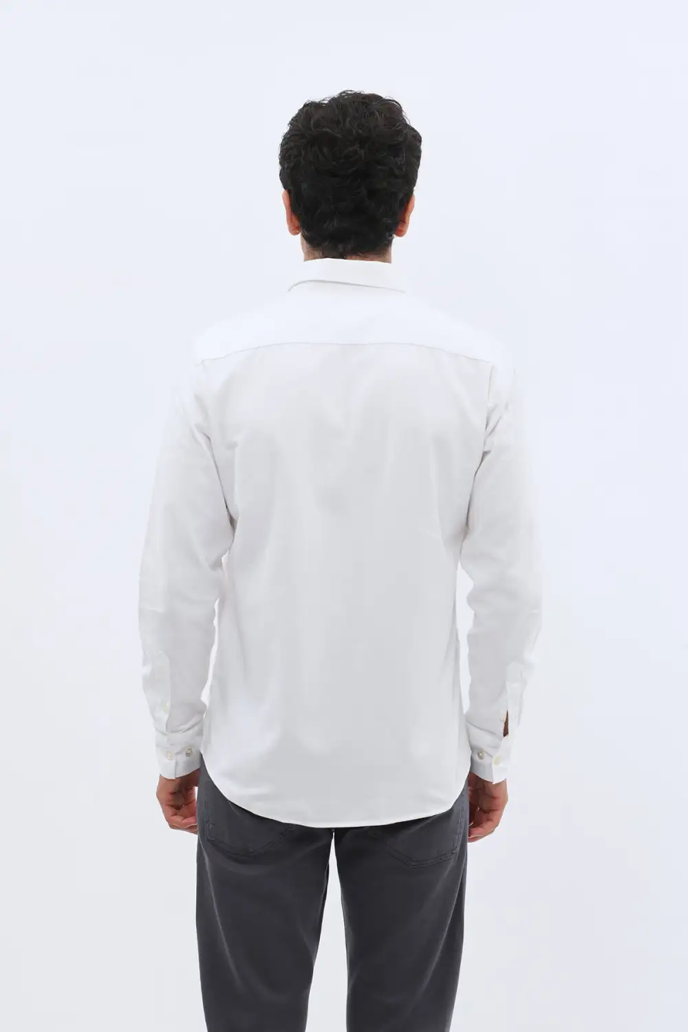 Versatile Long Sleeve Cotton Basket Weave Men's Button Down Shirt