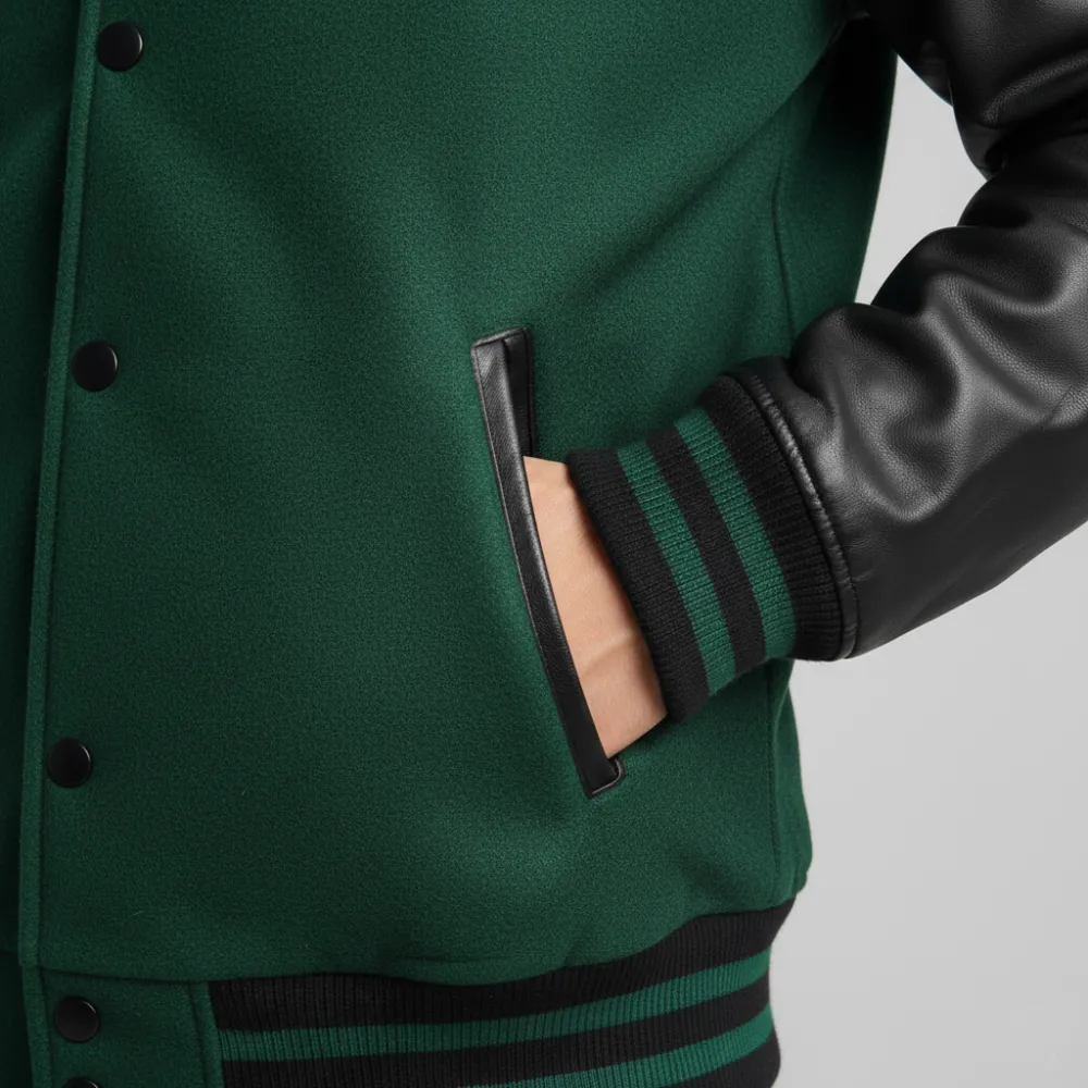Bold Panel Wool Letterman Jacket