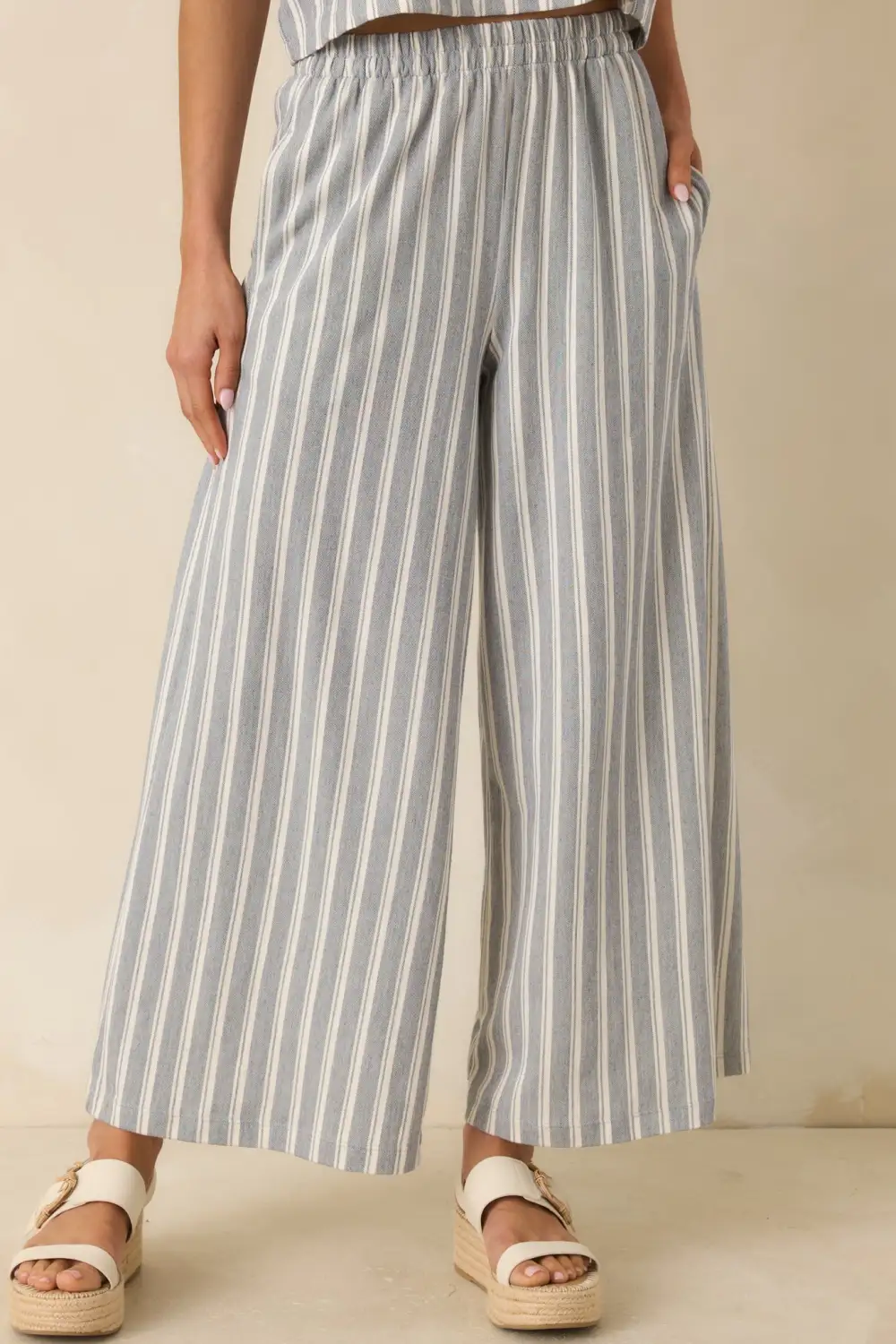 Striped Knit Wide Leg Pants