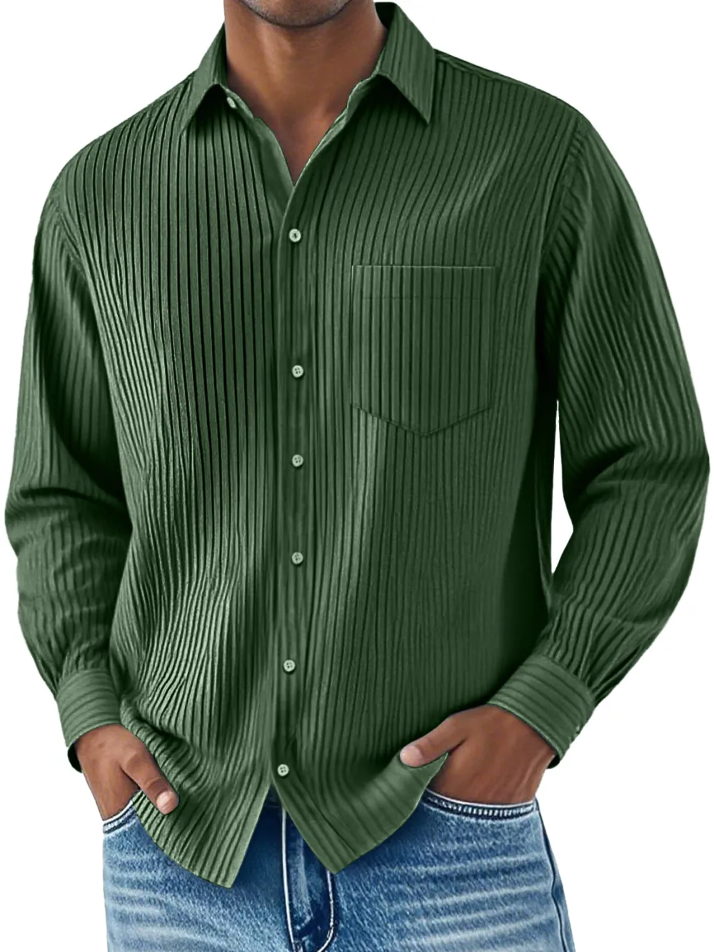 Everyday Ribbed Knit Camp Collar Shirt