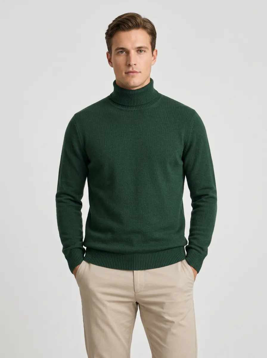 Men's Subtle Ribbed Knit Turtleneck Sweater