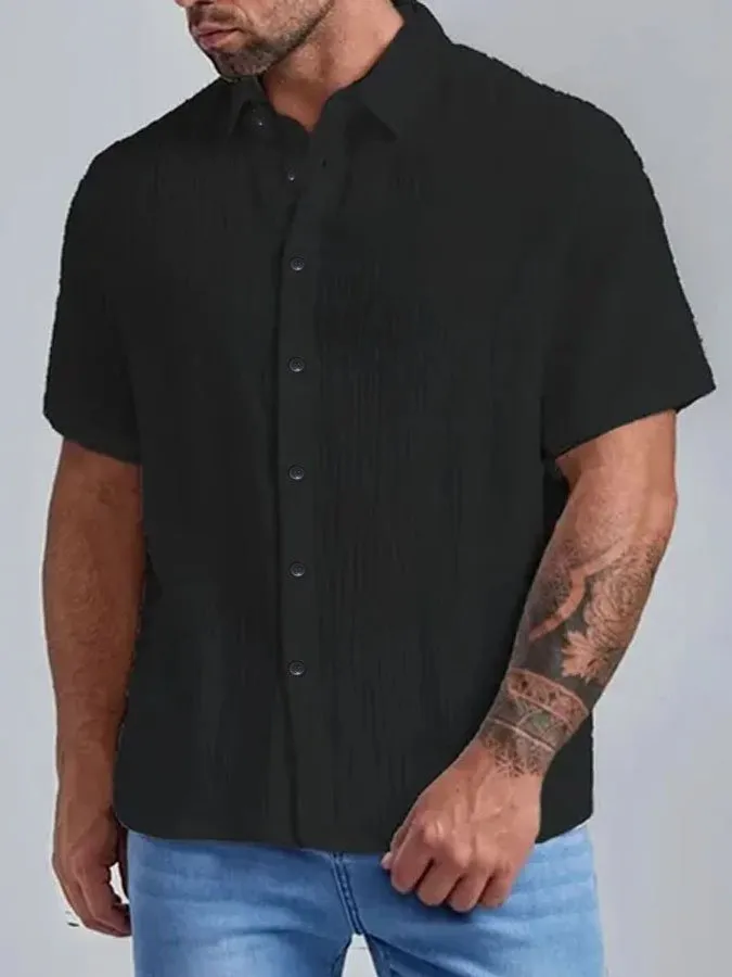 Workwear Cotton Linen Short Sleeve Shirt