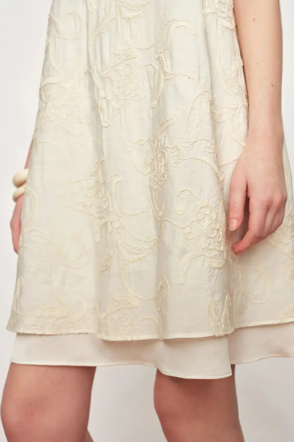 Stand Collar Embroidered Mini Dress