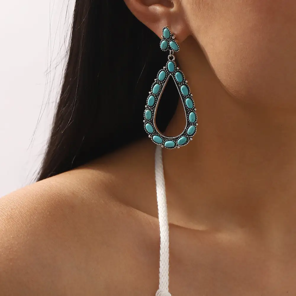 Retro Geometric Star Drop Earrings