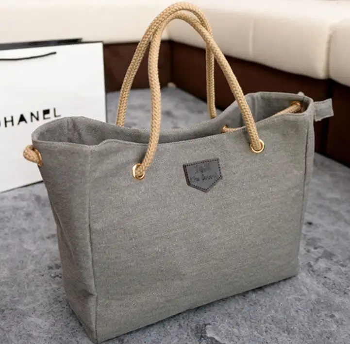 Korean-Inspired Canvas Shoulder Tote Minimalist Everyday Bag