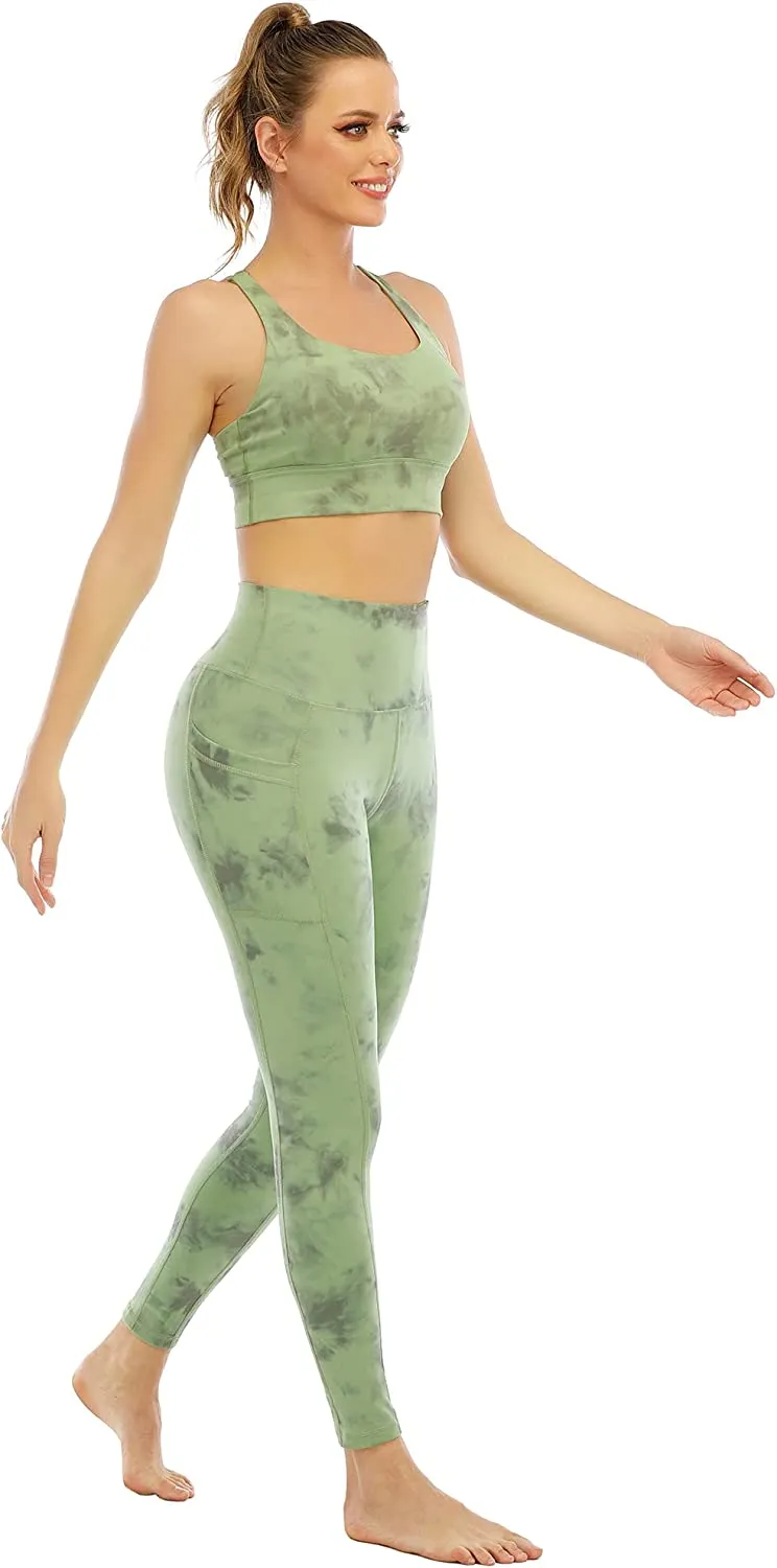 YOUNGCHARM 4 Pack Leggings with Pockets for Women,High Waist Tummy Control Workout Yoga Pants