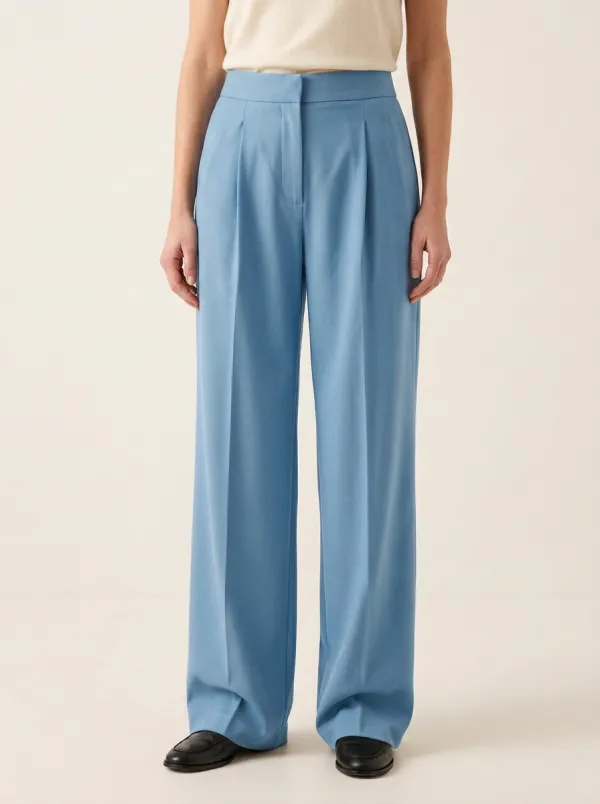 Polished Pleated High Rise Wide Leg Trousers