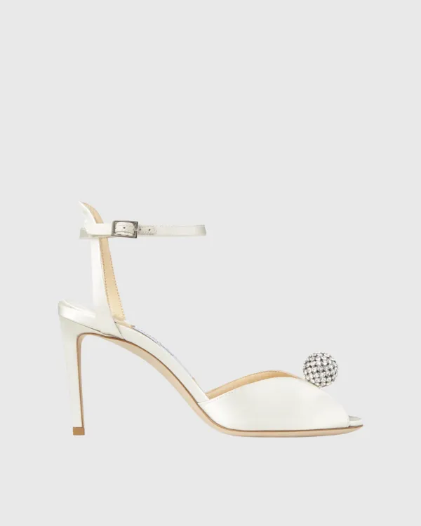 Satin Strap Pumps in White