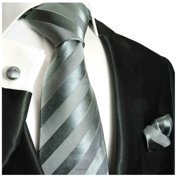 Refined Formal Classic Men's Necktie With Pocket Square and Cufflinks