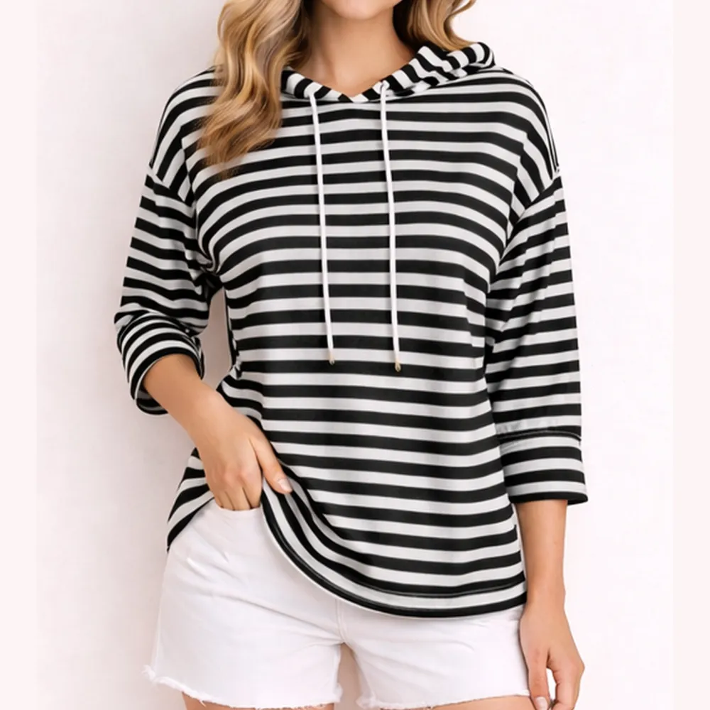 Classic Wool Cotton Longline Lightweight Hooded Sweatshirt