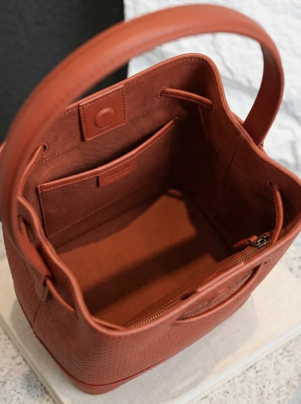 Women's Geometric-Embossed Drawstring Single-Handle Bucket Bag