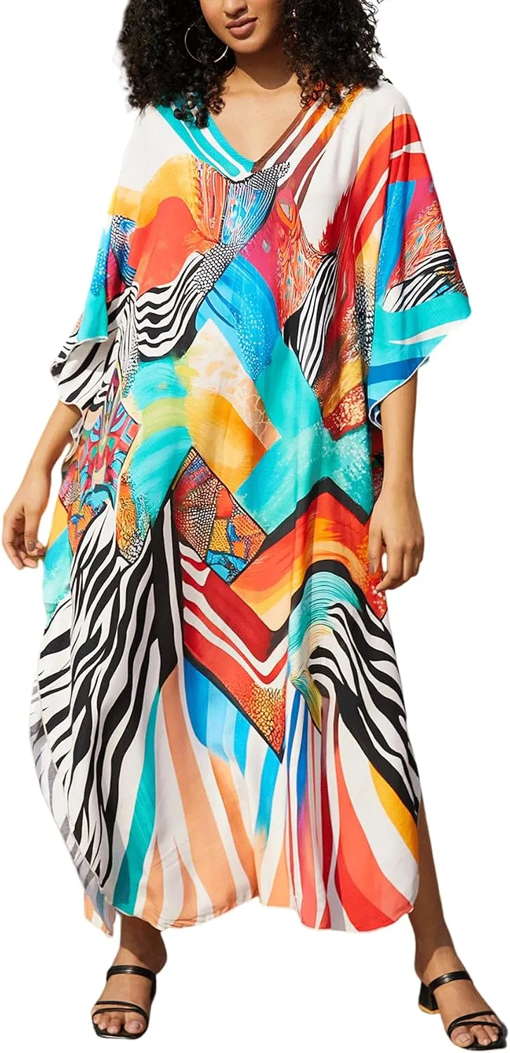 Women's Plus Size Beach Lounge Kaftan Maxi Dress swimsuit coverup for women