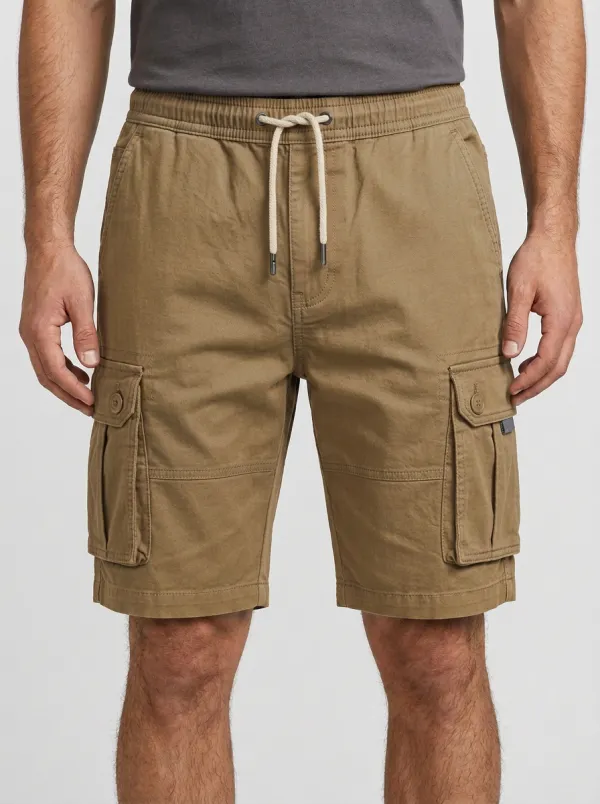 Trail-Look Pocketed Drawstring Utility Cargo Shorts