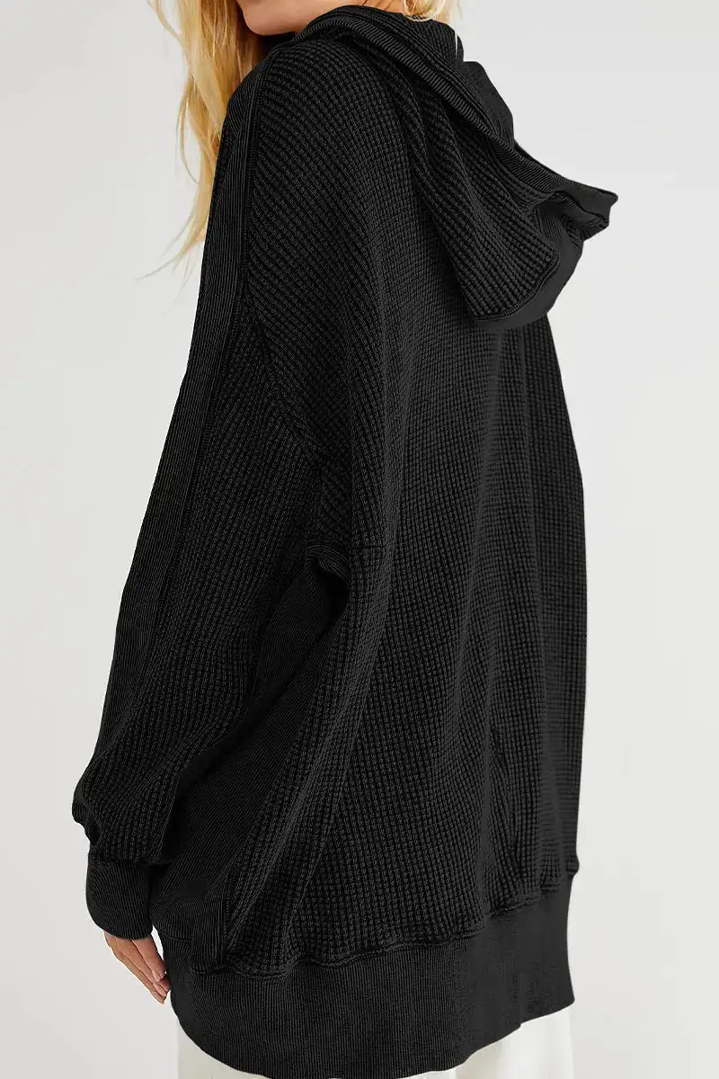 Hooded Zip Front Pocketed Casual Jacket