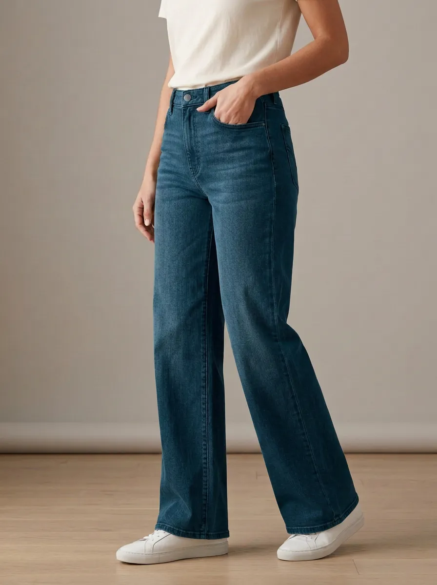 High-Rise Washed Denim Denim Jeans