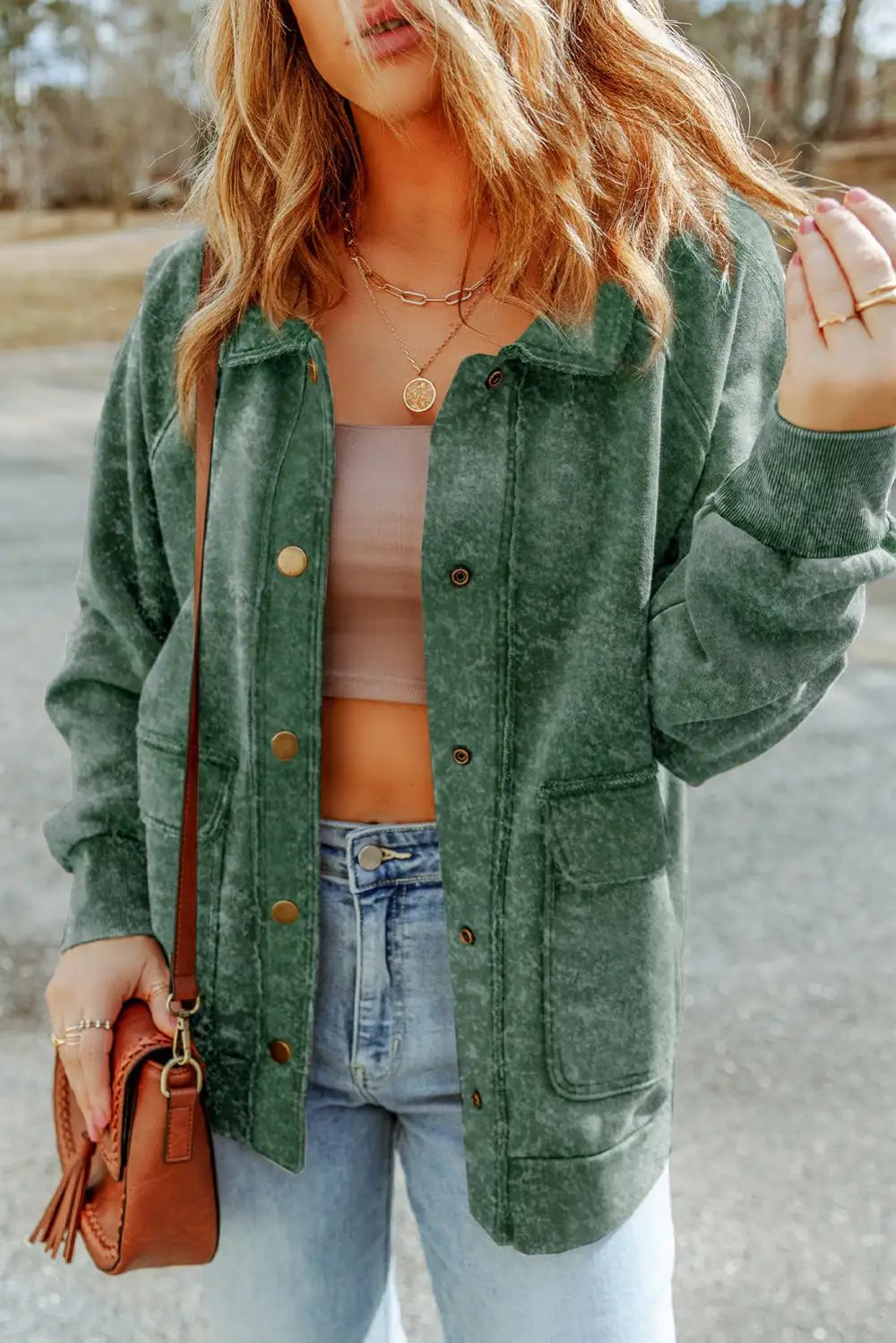 Refined Button-Down Washed Pocketed Jacket