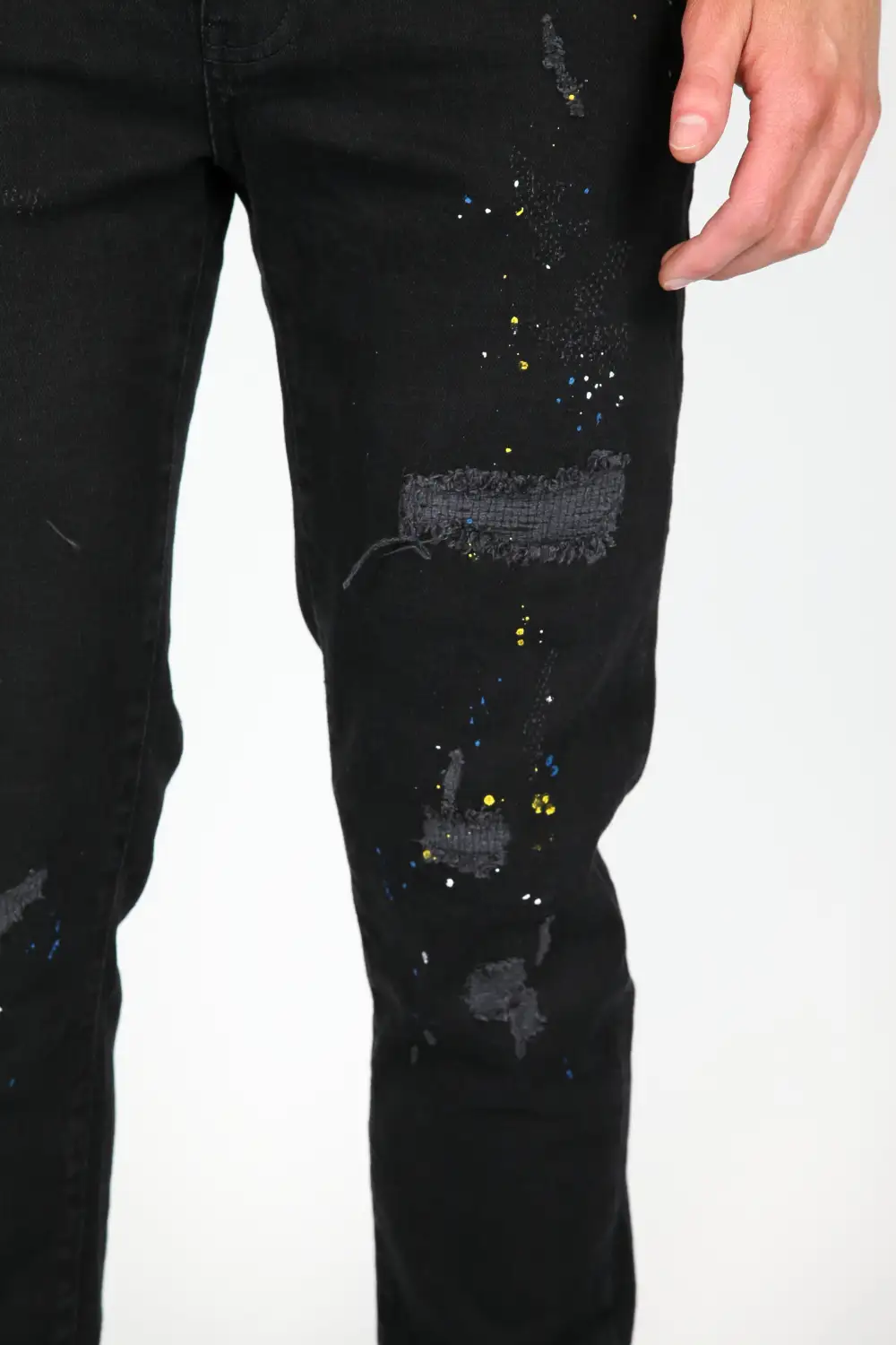 Paint Detail Smart Fit Distressed Ripped Jeans