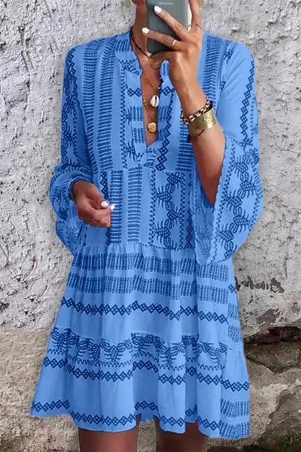 Effortless Sophisticated Printed Coordinating Top And Skirt Set