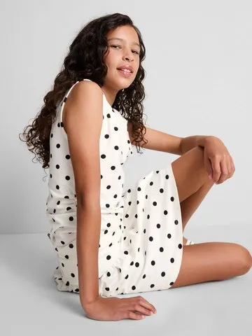 7-15yrs | Cotton Rich Polka Dot Ruched Top