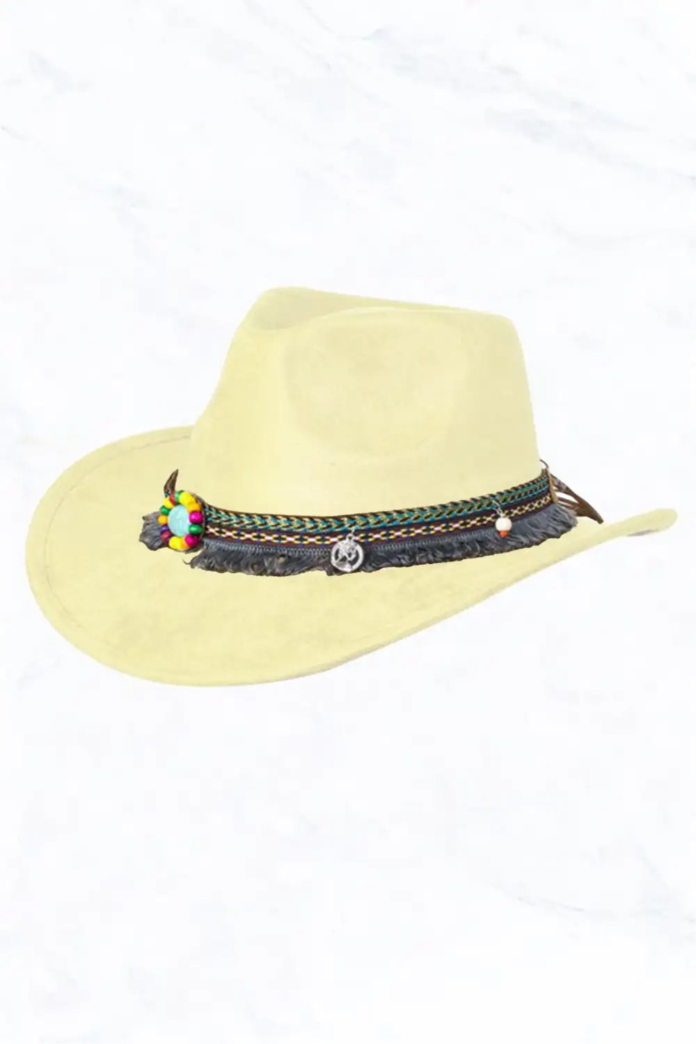 Suede Regular Cowboy Fedora Hat with Native Belt