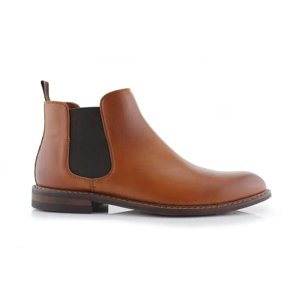 Rugged Faux-Leather Slip-On Elastic-Side Chelsea Boots
