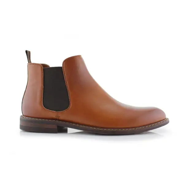 Rugged Faux-Leather Slip-On Elastic-Side Chelsea Boots