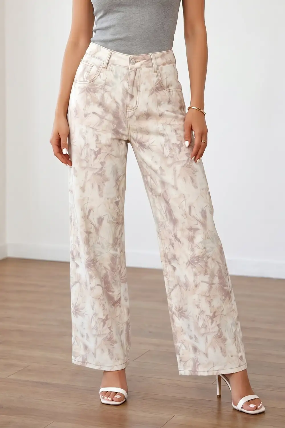Women's Woodland Camo Tummy Control Denim Wide Leg Jeans