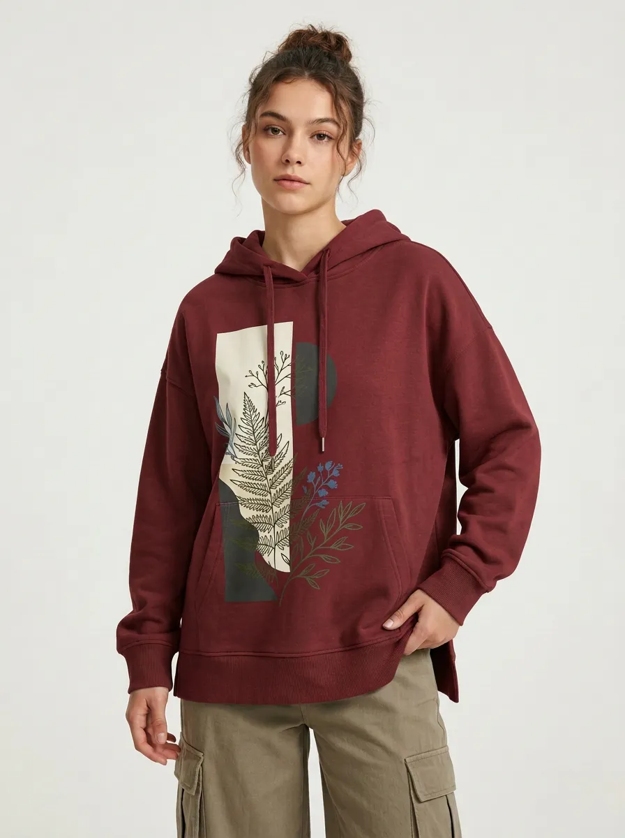 Unisex Botanical Abstract Fern Hoodie