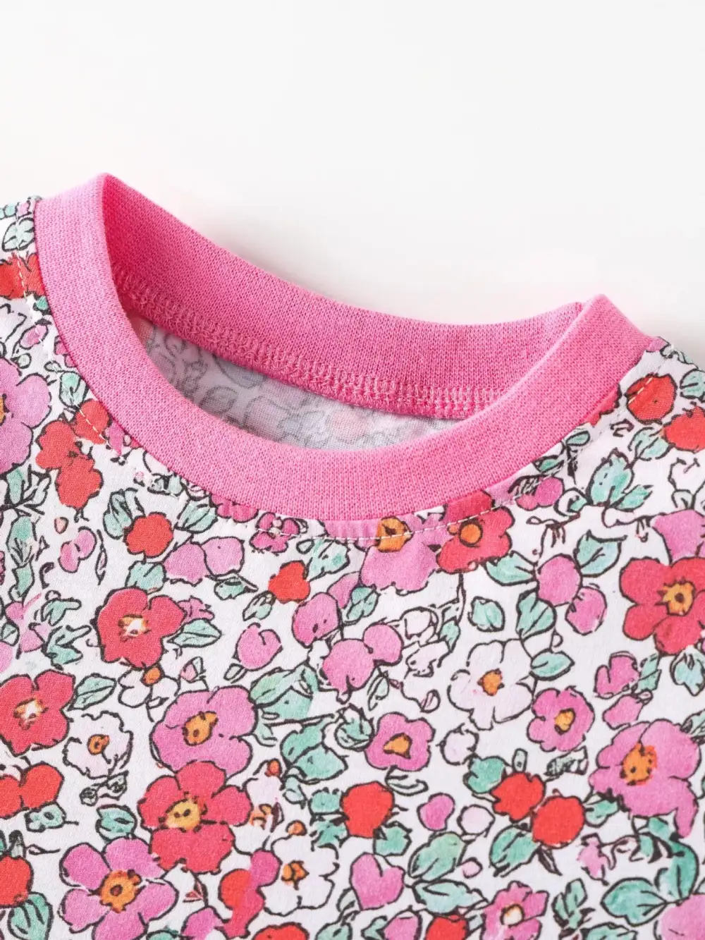Girls Floral Print Short Sleeve A-Line Dress